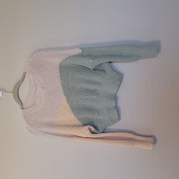 Debut Sweater Color Block Sweater Cropped Tan Sage Nude Size Medium - Picture 4 of 10